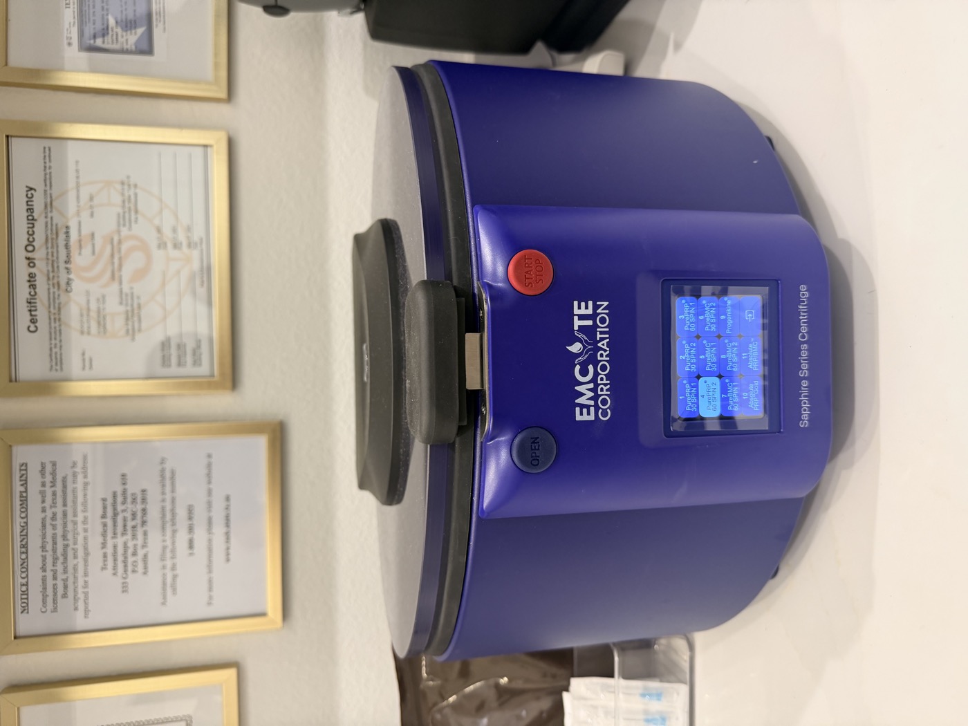 Cell-processing centrifuge and lab equipment at Apex Regenerative Institute